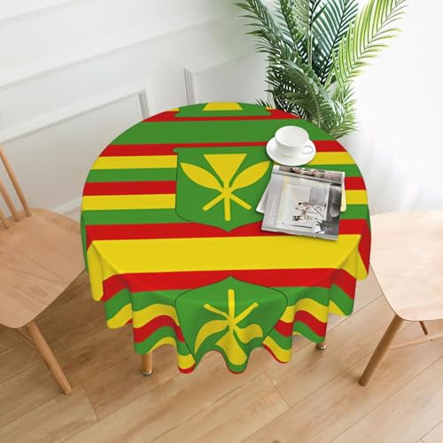 WZYWHJ Runde lange Tischdecke mit hawaiianischem Flaggenmuster, Anti-Überlauf und knitterfrei, Esstischdecke, 152,4 cm von WZYWHJ