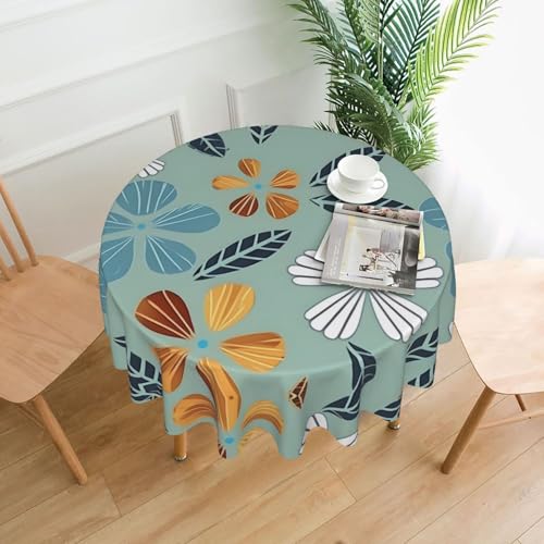 WZYWHJ Runde lange Tischdecke mit hellfarbigem Blumendruck, Anti-Überlaufen und knitterfrei, Esstischdecke, 152,4 cm WZYWHJ Runde lange Tischdecke mit hellfarbigem Blumendruck, Anti-Überlaufen und knitterfrei, Esstischdecke, 152,4 cm von WZYWHJ