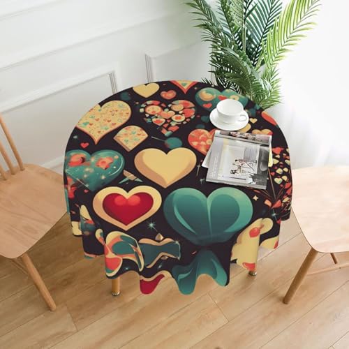 WZYWHJ Runde lange Tischdecke mit herzförmigem Blumendruck, Anti-Überlauf und knitterfrei, Esstischdecke, 152,4 cm WZYWHJ Runde lange Tischdecke mit herzförmigem Blumendruck, Anti-Überlauf und knitterfrei, Esstischdecke, 152,4 cm von WZYWHJ