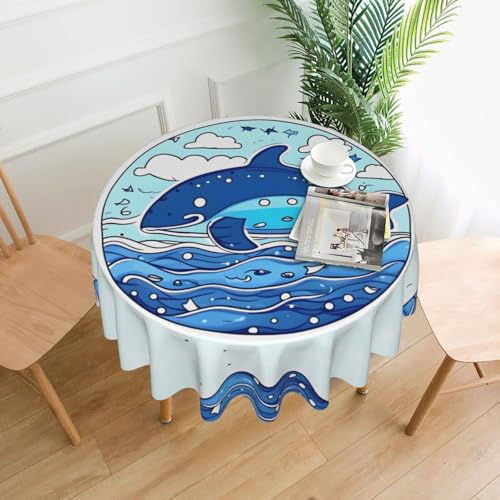 WZYWHJ Runde lange Tischdecke mit kleinem Wal-Motiv, Anti-Überlauf und knitterfrei, Esstischdecke, 152,4 cm WZYWHJ Runde lange Tischdecke mit kleinem Wal-Motiv, Anti-Überlauf und knitterfrei, Esstischdecke, 152,4 cm von WZYWHJ