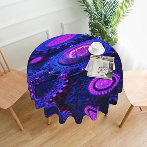 WZYWHJ Runde lange Tischdecke mit mechanischem Zahnradmuster, Anti-Überlauf und knitterfrei, Esstischdecke, 152,4 cm von WZYWHJ