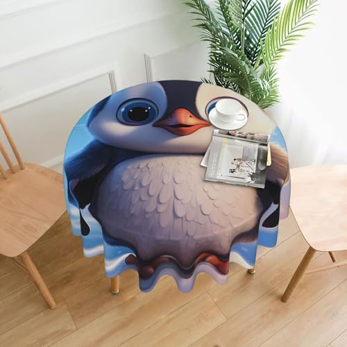 WZYWHJ Runde lange Tischdecke mit niedlichem Pinguin-Druck, Anti-Überlauf und knitterfrei, Esstischdecke, 152,4 cm WZYWHJ Runde lange Tischdecke mit niedlichem Pinguin-Druck, Anti-Überlauf und knitterfrei, Esstischdecke, 152,4 cm von WZYWHJ