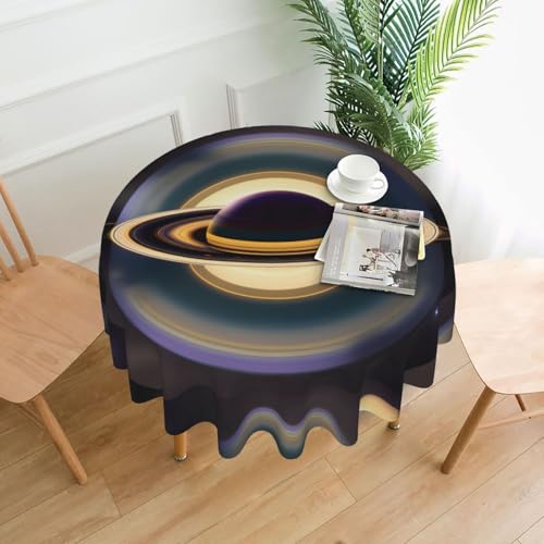 WZYWHJ Runde lange Tischdecke mit schönem Saturn-Druck, Anti-Überlauf und knitterfrei, Esstischdecke, 152,4 cm WZYWHJ Runde lange Tischdecke mit schönem Saturn-Druck, Anti-Überlauf und knitterfrei, Esstischdecke, 152,4 cm von WZYWHJ