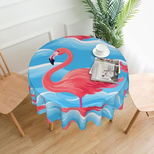 WZYWHJ Runde lange Tischdecke mit schwarzem Flamingo-Druck, Anti-Überlauf und knitterfrei, Esstischdecke, 152,4 cm WZYWHJ Runde lange Tischdecke mit schwarzem Flamingo-Druck, Anti-Überlauf und knitterfrei, Esstischdecke, 152,4 cm von WZYWHJ