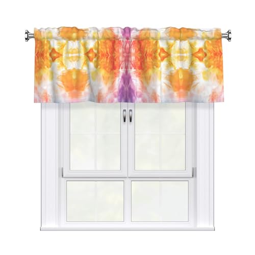 WZYWHJ Schöne Batikfarben bedruckte kurze Vorhänge sind langlebig, transparent und einfach zu installieren, Maße (B x L): 52 x 18 cm von WZYWHJ