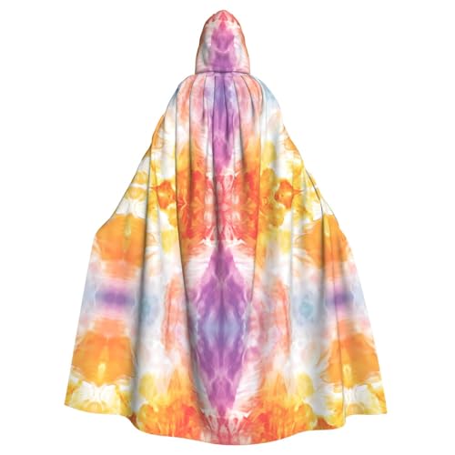 WZYWHJ Schöner Batikfarben-Druck, hochwertiger Cosplay-Poncho mit Kapuze, Umhang für Damen und Herren, Halloween von WZYWHJ