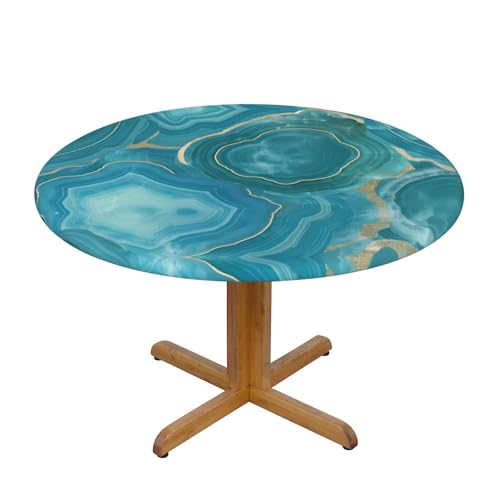 WZYWHJ Tischdecke, rund, Achat-Druck, wasserdicht, knitterfrei, für Esstisch, Dekoration, Tischdecke von WZYWHJ
