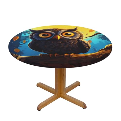 WZYWHJ Tischdecke mit gelben Augen, Eulen-Druck, rund, wasserdicht, knitterfrei, für Esstisch, Dekoration, Tischdecke WZYWHJ Tischdecke mit gelben Augen, Eulen-Druck, rund, wasserdicht, knitterfrei, für Esstisch, Dekoration, Tischdecke von WZYWHJ