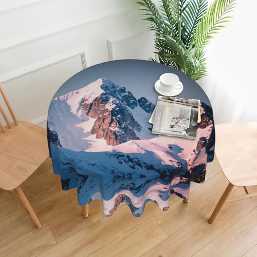 WZYWHJ Top of the Snowy Mountain bedruckte runde lange Tischdecke gegen Überlaufen und knitterfreie Esstischdecke, 152,4 cm WZYWHJ Top of the Snowy Mountain bedruckte runde lange Tischdecke gegen Überlaufen und knitterfreie Esstischdecke, 152,4 cm von WZYWHJ
