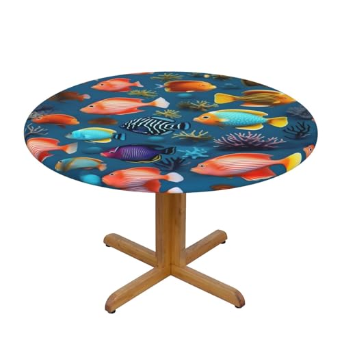 WZYWHJ U-Boot-Rifffisch-Drucke, runde Tischdecke, wasserdicht, knitterfrei, für Esstisch, Dekoration, Tischdecke WZYWHJ U-Boot-Rifffisch-Drucke, runde Tischdecke, wasserdicht, knitterfrei, für Esstisch, Dekoration, Tischdecke von WZYWHJ