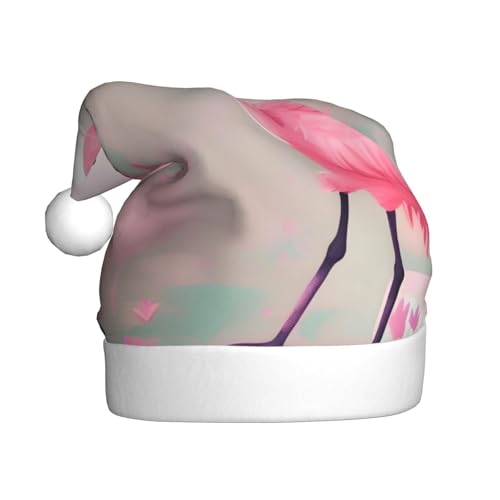 WZYWHJ Weihnachtsmütze für Erwachsene – Ornament-Stirnband für Feiertage, Partys und Kostümveranstaltungen, Liebesflamingo-Drucke von WZYWHJ