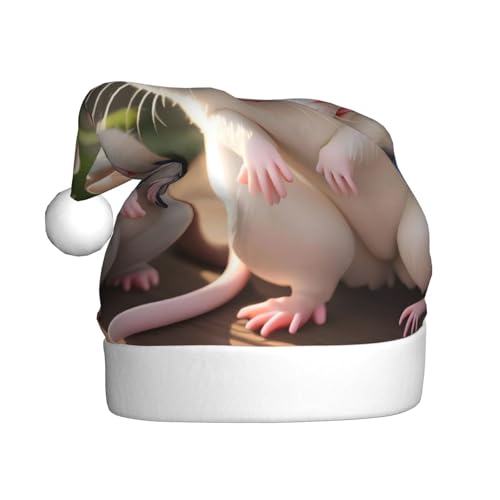 WZYWHJ Weihnachtsmütze für Erwachsene – Ornament-Stirnband für Feiertage, Partys und Kostümveranstaltungen, Mutter- und Kind-Ratten-Drucke von WZYWHJ