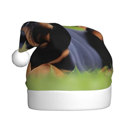 WZYWHJ Weihnachtsmütze für Erwachsene – Ornament-Stirnband für Feiertage, Partys und Kostümveranstaltungen, Rottweiler-Tapetendrucke von WZYWHJ