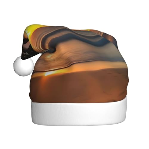 WZYWHJ Weihnachtsmütze für Erwachsene – Ornament-Stirnband für Feiertage, Partys und Kostümveranstaltungen, Sonnenuntergang, Kokosnussbaum-Drucke von WZYWHJ