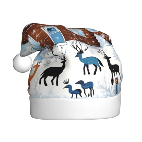 WZYWHJ Weihnachtsmütze für Erwachsene – Ornament-Stirnband für Feiertage, Partys und Kostümveranstaltungen, Winter-Kitz-Drucke von WZYWHJ