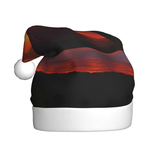WZYWHJ Weihnachtsmütze für Erwachsene – Ornament-Stirnband für Feiertage, Partys und Kostümveranstaltungen, der ausbrechende Kilauea-Vulkan-Druck von WZYWHJ