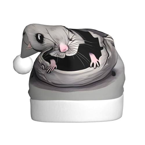 WZYWHJ Weihnachtsmütze für Erwachsene – Ornament-Stirnband für Feiertage, Partys und Kostümveranstaltungen, graue Ratten-Drucke von WZYWHJ