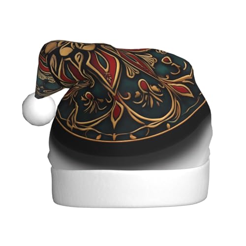 WZYWHJ Weihnachtsmütze für Erwachsene – Ornament-Stirnband für Feiertagspartys und Kostümveranstaltungen, Abzeichen-Druck, Texturmuster von WZYWHJ
