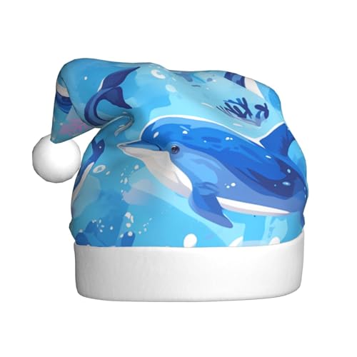 WZYWHJ Weihnachtsmütze für Erwachsene – Ornament-Stirnband für Feiertagspartys und Kostümveranstaltungen, Ozean-Delfin, der Sie ansieht, Drucke von WZYWHJ