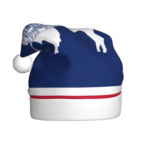 WZYWHJ Weihnachtsmütze für Erwachsene – Ornament-Stirnband für Feiertagspartys und Kostümveranstaltungen, Wyoming-Staatsflaggen-Drucke von WZYWHJ