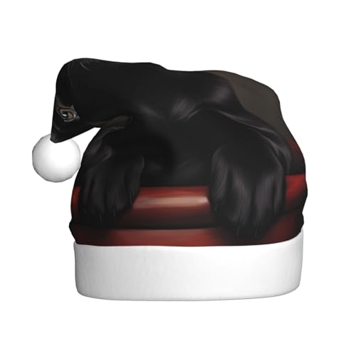 WZYWHJ Weihnachtsmütze für Erwachsene – Ornament-Stirnband für Feiertagspartys und Kostümveranstaltungen, schwarzes Welpenmuster von WZYWHJ