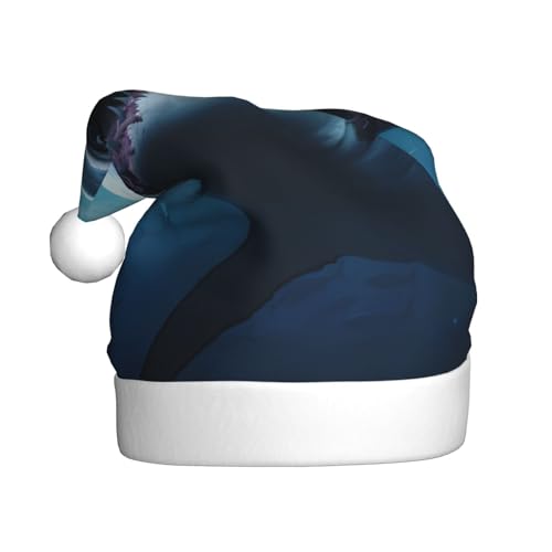 WZYWHJ Weihnachtsmütze für Erwachsene – Ornament-Stirnband für Feiertagspartys und Kostümveranstaltungen, tolle weiße Hai-Drucke von WZYWHJ