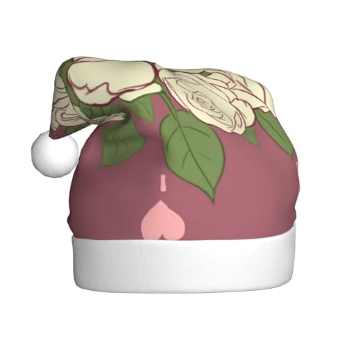 WZYWHJ Weihnachtsmütze für Erwachsene – Ornament-Stirnband für Feiertagspartys und Kostümveranstaltungen, weiße Rose der Liebe von WZYWHJ
