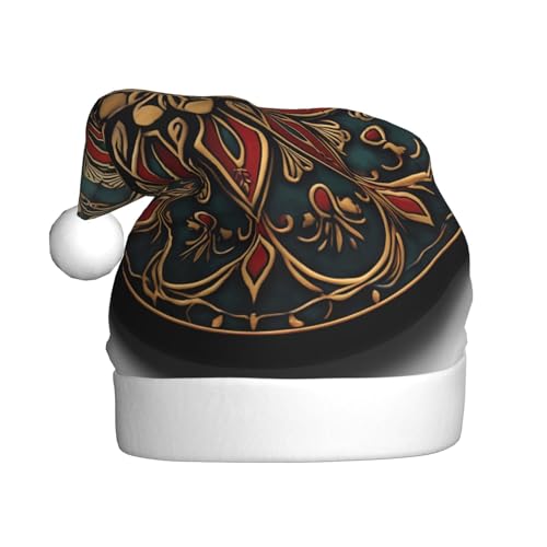 WZYWHJ Weihnachtsmütze für Erwachsene für Urlaub und Weihnachtsfeiern, jährliche Zeremonien, Abzeichen-Druck, Texturmuster von WZYWHJ