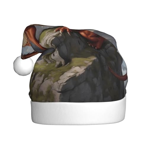 WZYWHJ Weihnachtsmütze für Erwachsene für Urlaub und Weihnachtsfeiern, jährliche Zeremonien, Berggipfel-Drachen-Drucke WZYWHJ Weihnachtsmütze für Erwachsene für Urlaub und Weihnachtsfeiern, jährliche Zeremonien, Berggipfel-Drachen-Drucke von WZYWHJ