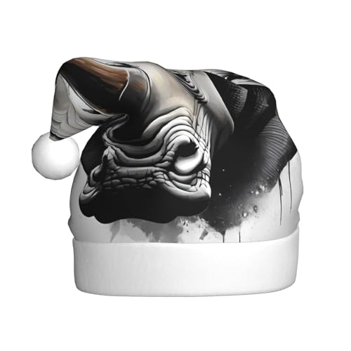 WZYWHJ Weihnachtsmütze für Erwachsene für Urlaub und Weihnachtsfeiern, jährliche Zeremonien, Nashorn-Tintenspritzer WZYWHJ Weihnachtsmütze für Erwachsene für Urlaub und Weihnachtsfeiern, jährliche Zeremonien, Nashorn-Tintenspritzer von WZYWHJ