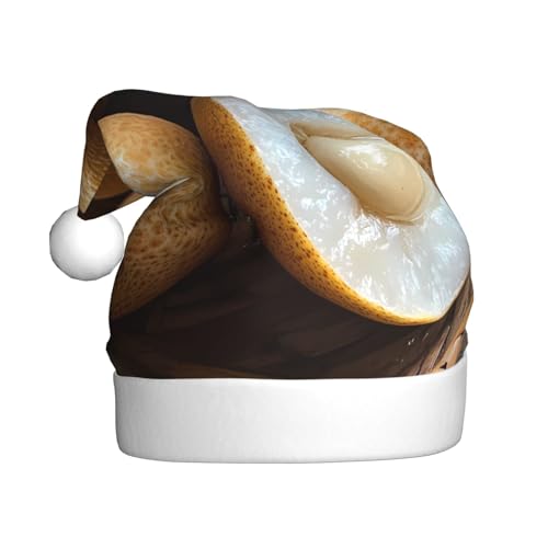 WZYWHJ Weihnachtsmütze für Erwachsene für Urlaub und Weihnachtsfeiern, jährliche Zeremonien, Obst-Longan-Muster von WZYWHJ