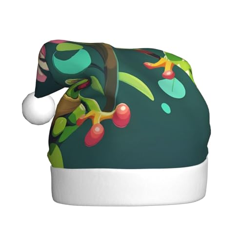 WZYWHJ Weihnachtsmütze für Erwachsene für Urlaub und Weihnachtsfeiern, jährliche Zeremonien, Pixel-Wind-Baum-Frosch-Muster von WZYWHJ