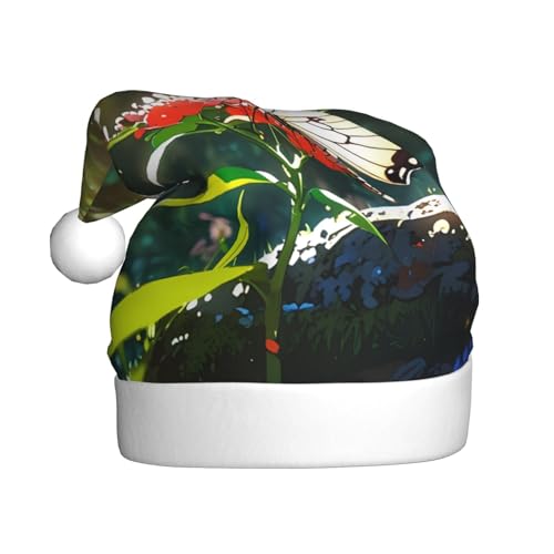 WZYWHJ Weihnachtsmütze für Erwachsene für Urlaub und Weihnachtsfeiern, jährliche Zeremonien, Schmetterlingssammlung, Nektarmuster von WZYWHJ