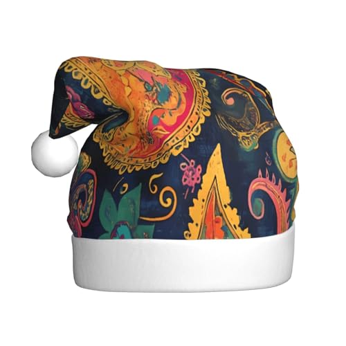 WZYWHJ Weihnachtsmütze für Erwachsene für Urlaub und Weihnachtsfeiern, jährliche Zeremonien, buntes Retro-Blumenmuster WZYWHJ Weihnachtsmütze für Erwachsene für Urlaub und Weihnachtsfeiern, jährliche Zeremonien, buntes Retro-Blumenmuster von WZYWHJ