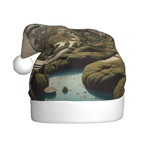 WZYWHJ Weihnachtsmütze für Erwachsene für Urlaub und Weihnachtsfeiern, jährliche Zeremonien, surrealistisches Gartenmuster von WZYWHJ