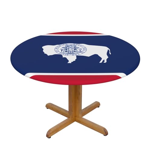 WZYWHJ Wyoming Tischdecke mit Staatsflaggen-Druck, rund, wasserdicht, knitterfrei, für Esstisch, Dekoration, Tischdecke WZYWHJ Wyoming Tischdecke mit Staatsflaggen-Druck, rund, wasserdicht, knitterfrei, für Esstisch, Dekoration, Tischdecke von WZYWHJ