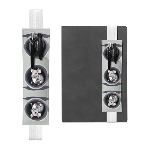 Weißes Leder-Stifthalter, Lesezeichen, Motiv: WZYWHJ Maus im Loch, Premium-PVC-Leder, elastisches Band für Notizbücher, Tagebücher und Planer Weißes Leder-Stifthalter, Lesezeichen, Motiv: WZYWHJ Maus im Loch, Premium-PVC-Leder, elastisches Band für Notizbücher, Tagebücher und Planer von WZYWHJ