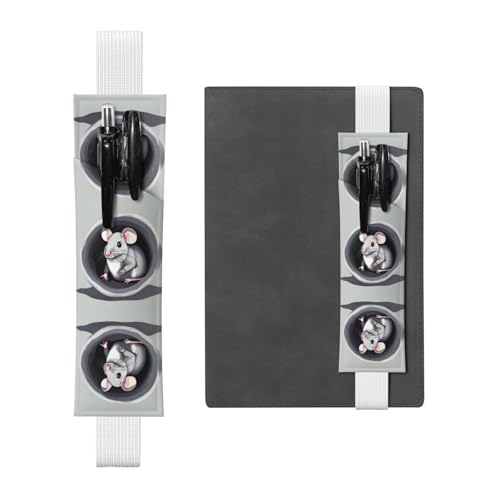 Weißes Leder-Stifthalter, Lesezeichen, Motiv: WZYWHJ Maus im Loch, Premium-PVC-Leder, elastisches Band für Notizbücher, Tagebücher und Planer Weißes Leder-Stifthalter, Lesezeichen, Motiv: WZYWHJ Maus im Loch, Premium-PVC-Leder, elastisches Band für Notizbücher, Tagebücher und Planer von WZYWHJ