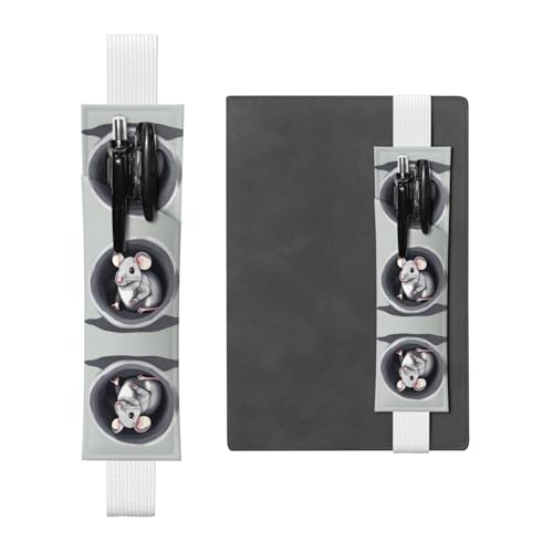 Weißes Leder-Stifthalter, Lesezeichen, WZYWHJ Maus im Loch, bedruckt, hochwertiges PVC-Leder, elastisches Band für Notizbücher, Tagebücher und Planer Weißes Leder-Stifthalter, Lesezeichen, WZYWHJ Maus im Loch, bedruckt, hochwertiges PVC-Leder, elastisches Band für Notizbücher, Tagebücher und Planer von WZYWHJ