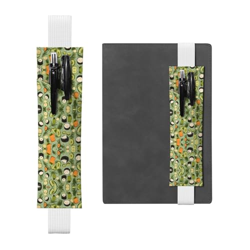 Weißes Leder-Stifthalter, Lesezeichen, WZYWHJ mit Sushi-Dill-PVC-Lederband, elastisches Band für Notizbücher, Tagebücher und Planer von WZYWHJ
