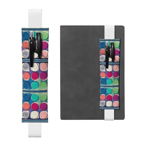Weißes Leder-Stifthalter, Lesezeichen, rund, Farbpalette, Bild, Premium-PVC-Leder, elastisches Band, Design für Notizbücher, Tagebücher und Planer Weißes Leder-Stifthalter, Lesezeichen, rund, Farbpalette, Bild, Premium-PVC-Leder, elastisches Band, Design für Notizbücher, Tagebücher und Planer von WZYWHJ