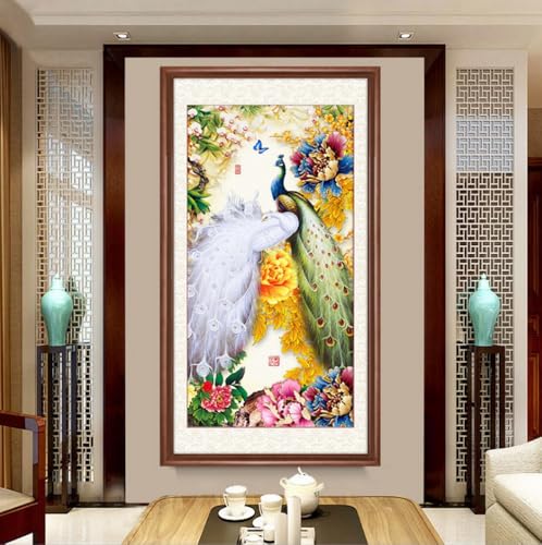 Diamond Painting Pfauenpaar Blumen 5D DIY Bilder Diamant Malerei Kits Full Drill für Wand-Decor Strass Stickerei Set Malen nach Zahlen Kreuzstich Erwachsene Kinder Runder Diamant 125x250cm Diamond Painting Pfauenpaar Blumen 5D DIY Bilder Diamant Malerei Kits Full Drill für Wand-Decor Strass Stickerei Set Malen nach Zahlen Kreuzstich Erwachsene Kinder Runder Diamant 125x250cm von WaFeLe