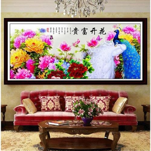 Diamond Painting Pfauenpaar Pfingstrose Blume 5D DIY Bilder für Wand-Decor Strass Stickerei Set Diamant Malerei Kits Full Drill Erwachsene Kinder Malen nach Zahlen Kreuzstich Runder Diamant 90x240cm Diamond Painting Pfauenpaar Pfingstrose Blume 5D DIY Bilder für Wand-Decor Strass Stickerei Set Diamant Malerei Kits Full Drill Erwachsene Kinder Malen nach Zahlen Kreuzstich Runder Diamant 90x240cm von WaFeLe