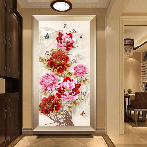 Diamond Painting Schmetterling Pfingstrose Blume 5D DIY Bilder Diamant Malerei Kits Full Drill Malen nach Zahlen Erwachsene Kinder für Wand-Decor Strass Stickerei Set Runder Diamant 90x240cm Diamond Painting Schmetterling Pfingstrose Blume 5D DIY Bilder Diamant Malerei Kits Full Drill Malen nach Zahlen Erwachsene Kinder für Wand-Decor Strass Stickerei Set Runder Diamant 90x240cm von WaFeLe