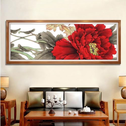 Diamond Painting Tintenrote Blumen Diamant Malerei Kits Full Drill Malen nach Zahlen Kreuzstich Erwachsene Kinder 5D DIY Bilder Strass Stickerei Set für Wand-Decor Runder Diamant 90x240cm Diamond Painting Tintenrote Blumen Diamant Malerei Kits Full Drill Malen nach Zahlen Kreuzstich Erwachsene Kinder 5D DIY Bilder Strass Stickerei Set für Wand-Decor Runder Diamant 90x240cm von WaFeLe