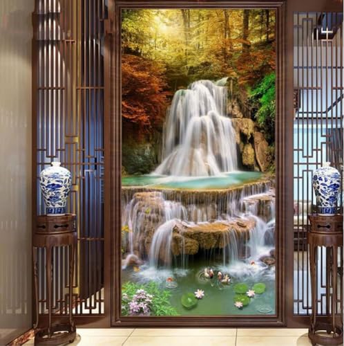 Diamond Painting Wasserfall Lotus Landschaft Malen nach Zahlen Kreuzstich 5D DIY Bilder Strass Stickerei Set für Wand-Decor Diamant Malerei Kits Full Drill Erwachsene Kinder Platz Diamant 125x250cm Diamond Painting Wasserfall Lotus Landschaft Malen nach Zahlen Kreuzstich 5D DIY Bilder Strass Stickerei Set für Wand-Decor Diamant Malerei Kits Full Drill Erwachsene Kinder Platz Diamant 125x250cm von WaFeLe