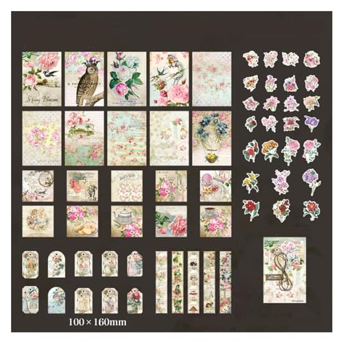 Scrapbook-Zubehör Scrapbook-Papier, 120 Stück, Aufkleber-Material, Papier, gemischtes Set, dekorative Scrapbooking-Materialien, handgefertigte Journaling-Zubehör Scrapbook-Aufkleber (Color : D) von WaLdor