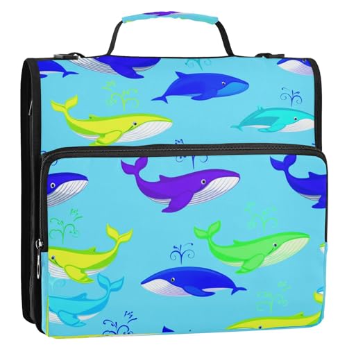 Waassud Funny Whales Aktenordner mit Reißverschluss, 3 Ringe mit Schultergurt und Griff, 3,8 cm D-Ring, 500 Blatt, erweiterbarer Aktenordner Waassud Funny Whales Aktenordner mit Reißverschluss, 3 Ringe mit Schultergurt und Griff, 3,8 cm D-Ring, 500 Blatt, erweiterbarer Aktenordner von Waassud