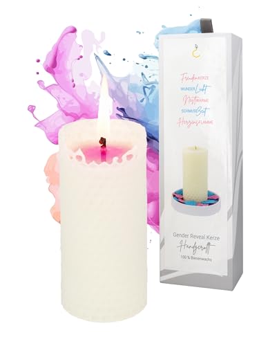 Gender Reveal Party Deko Idee - Bienenwachskerze - Boy or Girl? It's a Girl - Babyparty Deko für Baby Shower - handgerollt (10 cm hoch, Ø 4,7 cm) - Überraschung zur Geschlechtsverkündung von Wachsmann