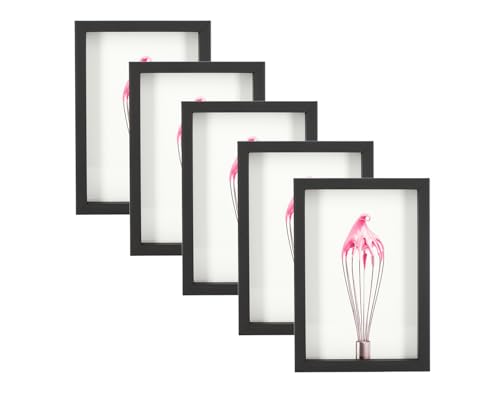 Wackadoo Bilderrahmen 5er Set FSC® Holz mit Glasscheibe Fotorahmen Collage schwarz Bilderrahmen klein 10x15 cm von Wackadoo